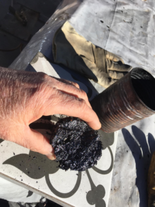 Closeup of biochar held in a hand, demonstrating the results of a solar thermal biochar production process.