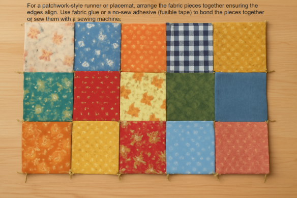 placemat fabric scrap project, DIY table runner, textile waste upcycling, eco-friendly home decor