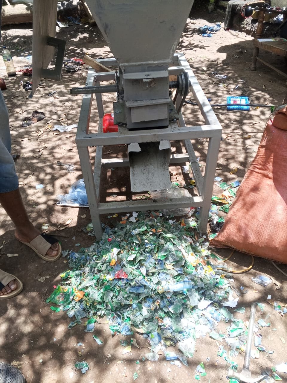 shredded plastic from a plastic shredder